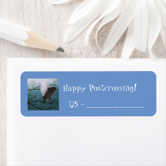 Flying Bird Postcross Label (Insitu)