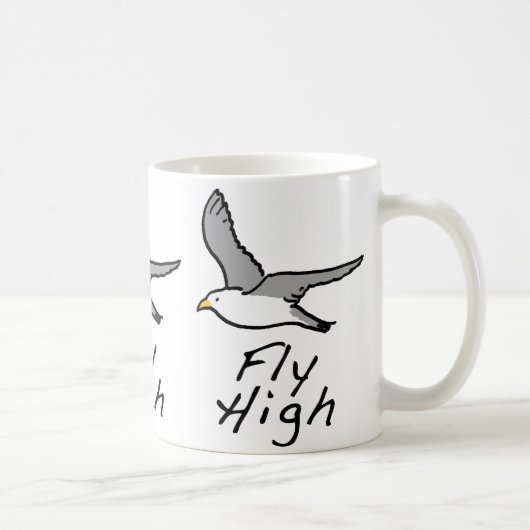Flying Bird. Seagull in Flight Illustration. Kaffeetasse (Rechts)