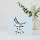 Flying Bird. Seagull in Flight Illustration. Postkarte (Stehend Vorderseite)