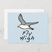 Flying Bird. Seagull in Flight Illustration. Postkarte (Vorne/Hinten)