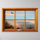 Flying Bird-Silhouette Holzfenster-Illusion Poster (Vorne)