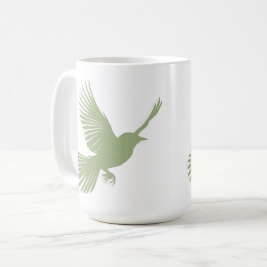 Flying Bird Silhouette Sage Green Scandinavian Kaffeetasse (Vorderseite Links)