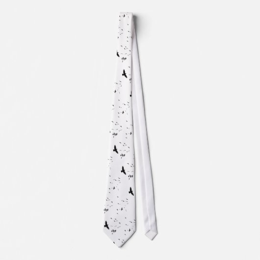 Flying Birds Black and White Neck Tie Krawatte (Vorderseite)