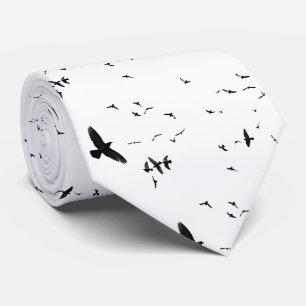 Flying Birds Black and White Neck Tie Krawatte