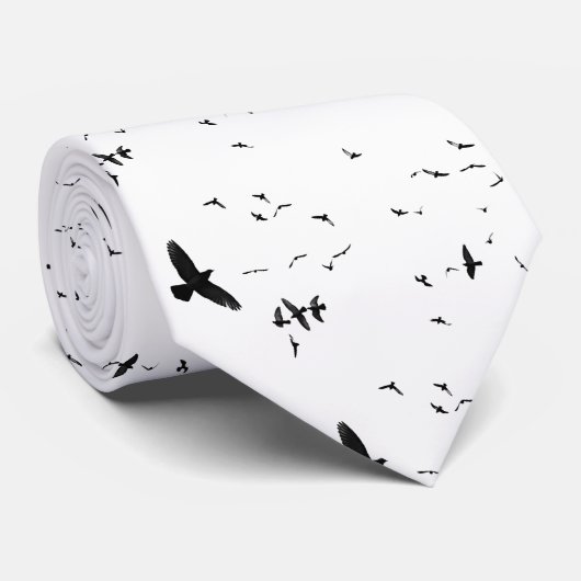 Flying Birds Black and White Neck Tie Krawatte (Gerollt)
