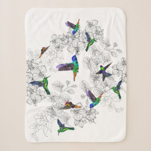 Flying Birds Sherpa Blanket Hummingbird in Orchide Sherpadecke