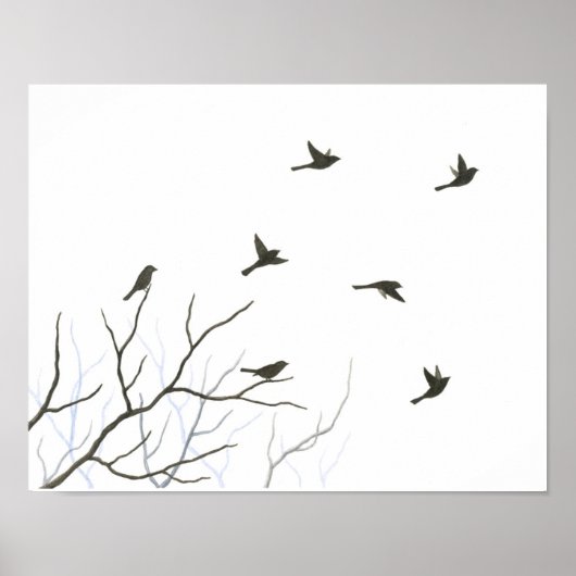 Flying Birds Silhouette Fine Art Print Poster (Vorne)