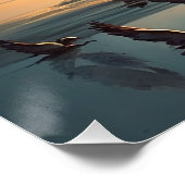 Flying Birds sunset Lake Glossy Poster (Ecke)