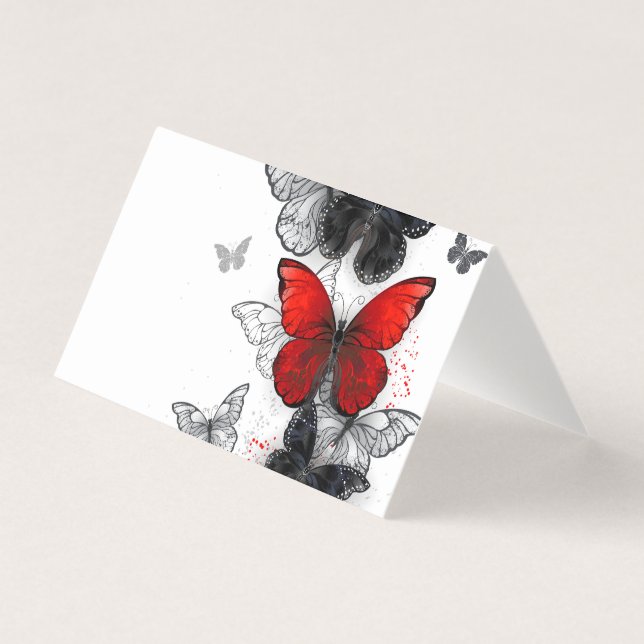 Flying Black and Red Morpho Butterfliegen (Vorderseite)