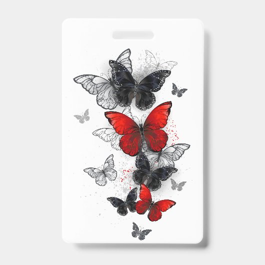 Flying Black and Red Morpho Butterfliegen Ausweis (Vorderseite)