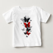 Flying Black and Red Morpho Butterfliegen Baby T-shirt (Vorderseite)