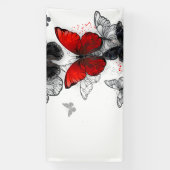 Flying Black and Red Morpho Butterfliegen Banner (Vertikal)