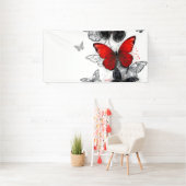 Flying Black and Red Morpho Butterfliegen Banner (Insitu)