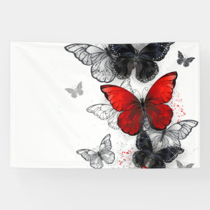 Flying Black and Red Morpho Butterfliegen Banner