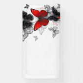 Flying Black and Red Morpho Butterfliegen Banner (Vertikal)