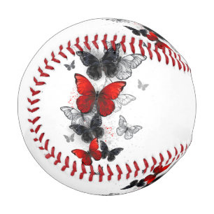 Flying Black and Red Morpho Butterfliegen Baseball