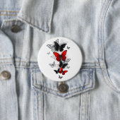 Flying Black and Red Morpho Butterfliegen Button (Beispiel)