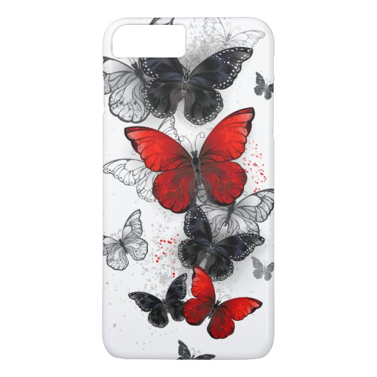 Flying Black and Red Morpho Butterfliegen Case-Mate iPhone Hülle (Rückseite)