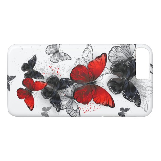 Flying Black and Red Morpho Butterfliegen Case-Mate iPhone Hülle (Rückseite (Horizontal))