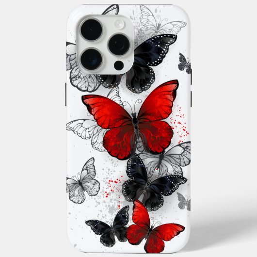 Flying Black and Red Morpho Butterfliegen Case-Mate iPhone Hülle (Rückseite)
