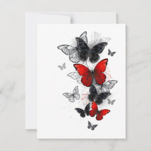 Flying Black and Red Morpho Butterfliegen Dankeskarte