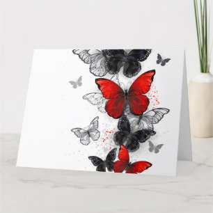 Flying Black and Red Morpho Butterfliegen Dankeskarte