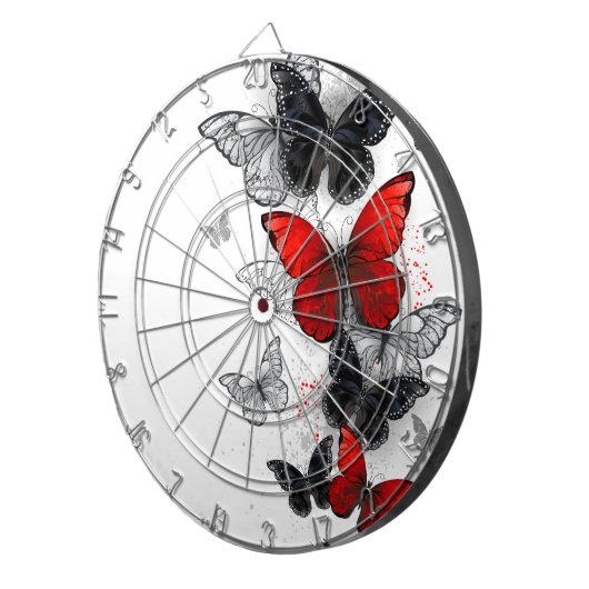 Flying Black and Red Morpho Butterfliegen Dartscheibe (Vorderseite rechts)