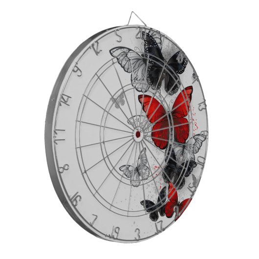 Flying Black and Red Morpho Butterfliegen Dartscheibe (Vorderseite Links)