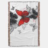 Flying Black and Red Morpho Butterfliegen Decke (Vorderseite Vertikal)