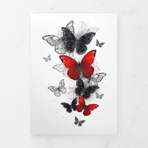 Flying Black and Red Morpho Butterfliegen Dreifach Gefaltete Urlaubskarte