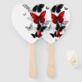 Flying Black and Red Morpho Butterfliegen Fächer (Vorne und Hinten)