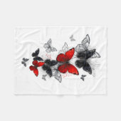 Flying Black and Red Morpho Butterfliegen Fleecedecke (Vorderseite (Horizontal))