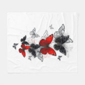 Flying Black and Red Morpho Butterfliegen Fleecedecke (Vorderseite (Horizontal))