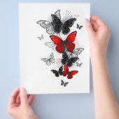 Flying Black and Red Morpho Butterfliegen Flyer (Hand)
