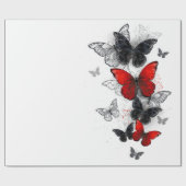 Flying Black and Red Morpho Butterfliegen Geschenkpapier (Flach)