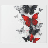 Flying Black and Red Morpho Butterfliegen Geschenkpapier (Flach)