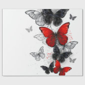 Flying Black and Red Morpho Butterfliegen Geschenkpapier (Flach)