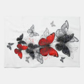 Flying Black and Red Morpho Butterfliegen Geschirrtuch (Horizontal)