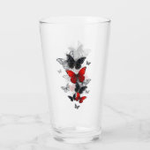 Flying Black and Red Morpho Butterfliegen Glas (Rückseite)