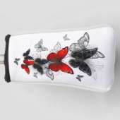 Flying Black and Red Morpho Butterfliegen Golf Headcover (Vorderseite)