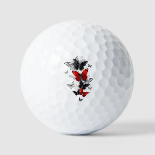 Flying Black and Red Morpho Butterfliegen Golfball (Vorderseite)