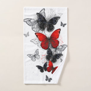 Flying Black and Red Morpho Butterfliegen Handtuch