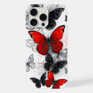 Flying Black and Red Morpho Butterfliegen iPhone 15 Pro Max Hülle