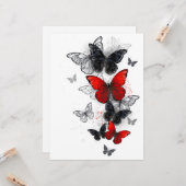 Flying Black and Red Morpho Butterfliegen Karte (Vorderseite/Rückseite Beispiel)