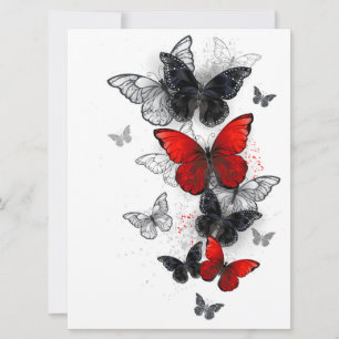 Flying Black and Red Morpho Butterfliegen Karte
