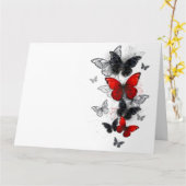 Flying Black and Red Morpho Butterfliegen Karte (Gelbe Blume)