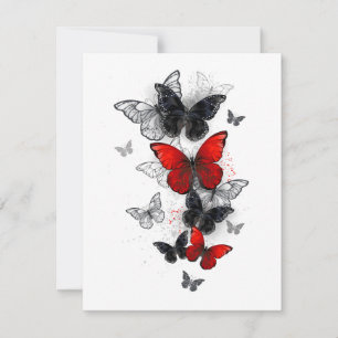 Flying Black and Red Morpho Butterfliegen Karte