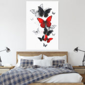 Flying Black and Red Morpho Butterfliegen Leinwanddruck (Insitu (Schlafzimmer))
