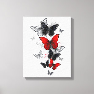 Flying Black and Red Morpho Butterfliegen Leinwanddruck