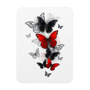Flying Black and Red Morpho Butterfliegen Magnet